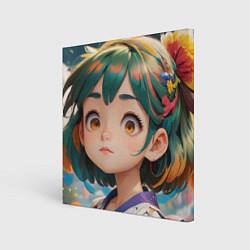 Холст квадратный Аниме портрет девочки, цвет: 3D-принт