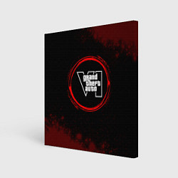 Картина квадратная Символ GTA6 и краска вокруг на темном фоне
