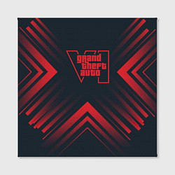 Холст квадратный Красный символ GTA6 на темном фоне со стрелками, цвет: 3D-принт — фото 2