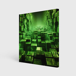Холст квадратный Зеленые квадраты в лабиринте, цвет: 3D-принт