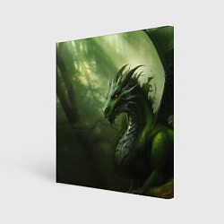 Холст квадратный Зеленый лесной дракон символ 2024 года, цвет: 3D-принт