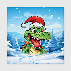 Холст квадратный Веселый дракон на фоне зимы, цвет: 3D-принт — фото 2