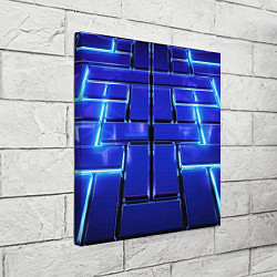 Холст квадратный Синие плиты с неоном, цвет: 3D-принт — фото 2
