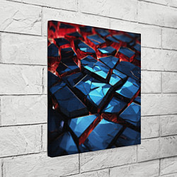 Холст квадратный Синие абстрактные плиты и красное свечение, цвет: 3D-принт — фото 2