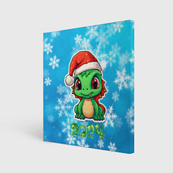 Холст квадратный Маленький зеленый новогодний дракон, цвет: 3D-принт