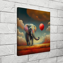Холст квадратный Грустный слон и красный шарик, цвет: 3D-принт — фото 2
