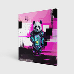 Холст квадратный Funny panda - cyberpunk, цвет: 3D-принт