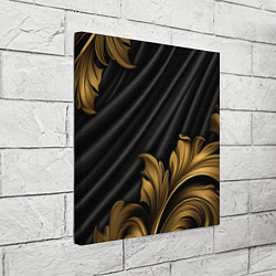 Холст квадратный Лепнина золотые узоры на черной ткани, цвет: 3D-принт — фото 2