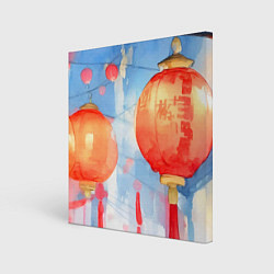 Холст квадратный Китайские новогодние фонарики, цвет: 3D-принт
