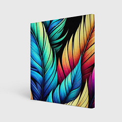 Холст квадратный Color feathers - neon, цвет: 3D-принт