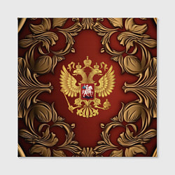 Холст квадратный Золотой герб России на красном фоне лепнина, цвет: 3D-принт — фото 2