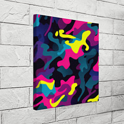 Холст квадратный Кислотная яркая абстракция в камуфляжном стиле, цвет: 3D-принт — фото 2