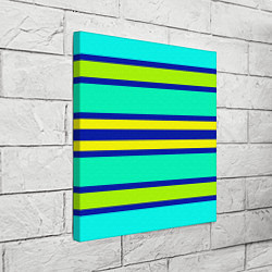 Холст квадратный Неоновая бирюза в полоску, цвет: 3D-принт — фото 2