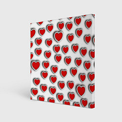 Холст квадратный Стикеры наклейки сердечки объемные, цвет: 3D-принт