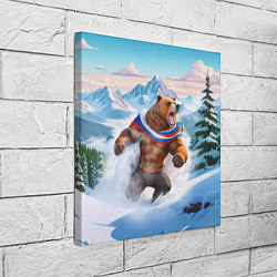Холст квадратный Медведь с триколором, цвет: 3D-принт — фото 2