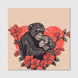 Холст квадратный Влюбленные обезьяны 14 февраля, цвет: 3D-принт — фото 2