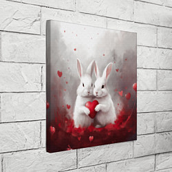 Холст квадратный Белые кролики с сердцем, цвет: 3D-принт — фото 2