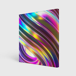 Холст квадратный Неоновый скрученный металл разноцветный, цвет: 3D-принт
