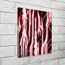 Холст квадратный Красные неоновые полосы на чёрном фоне, цвет: 3D-принт — фото 2