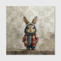 Холст квадратный Кролик в пальто, цвет: 3D-принт — фото 2