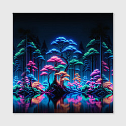 Холст квадратный Неоновый лес - нейросеть, цвет: 3D-принт — фото 2