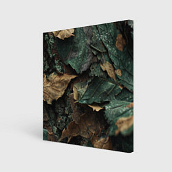 Холст квадратный Реалистичный камуфляж из листьев, цвет: 3D-принт