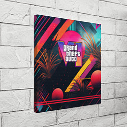 Холст квадратный GTA 6 logo абстракция яркая, цвет: 3D-принт — фото 2