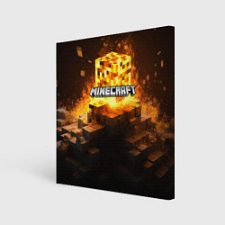 Холст квадратный Minecraft огненный куб, цвет: 3D-принт