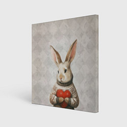 Холст квадратный Влюблённый кролик в свитере с сердцем, цвет: 3D-принт
