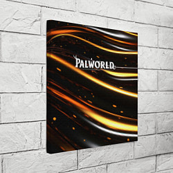 Холст квадратный Palworld логотип золотые волны на черном, цвет: 3D-принт — фото 2
