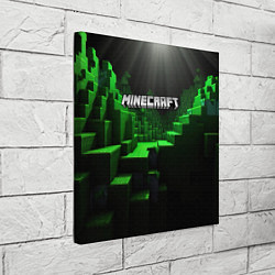 Холст квадратный Minecraft logo зеленые яркие плитки, цвет: 3D-принт — фото 2