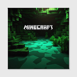 Холст квадратный Minecraft logo зеленый яркий мир, цвет: 3D-принт — фото 2