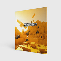 Холст квадратный Minecraft logo яркий желтый мир, цвет: 3D-принт