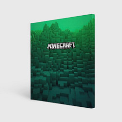Холст квадратный Minecraft logo green, цвет: 3D-принт