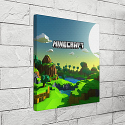 Холст квадратный Minecraft logo зеленый летний мир, цвет: 3D-принт — фото 2