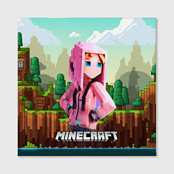 Холст квадратный Персонаж Minecraft девушка в пиксельном мире, цвет: 3D-принт — фото 2