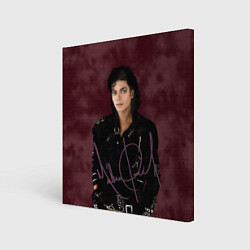Холст квадратный Michael Jackson на бордовом фоне, цвет: 3D-принт