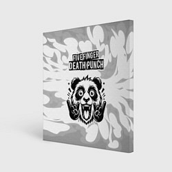 Холст квадратный Five Finger Death Punch рок панда на светлом фоне, цвет: 3D-принт