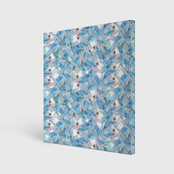 Холст квадратный Деньги - купюры в 2 тысячи рублей, цвет: 3D-принт