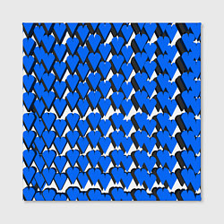 Холст квадратный Синие сердечки на белом фоне, цвет: 3D-принт — фото 2