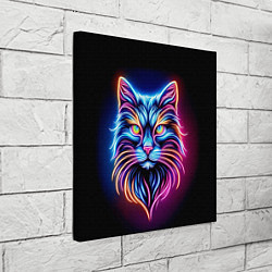 Холст квадратный Суровый неоновый кот, цвет: 3D-принт — фото 2