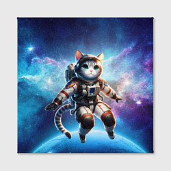 Холст квадратный Кот космонавт в космосе, цвет: 3D-принт — фото 2
