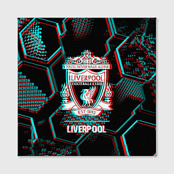 Холст квадратный Liverpool FC в стиле glitch на темном фоне, цвет: 3D-принт — фото 2