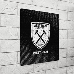 Холст квадратный West Ham с потертостями на темном фоне, цвет: 3D-принт — фото 2