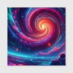 Холст квадратный Яркая неоновая галактика - нейросеть, цвет: 3D-принт — фото 2