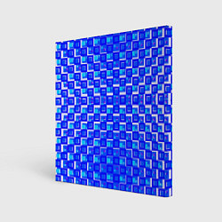 Холст квадратный Синие квадраты на белом фоне, цвет: 3D-принт