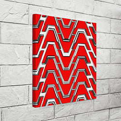 Холст квадратный Техно броня красно-белая, цвет: 3D-принт — фото 2