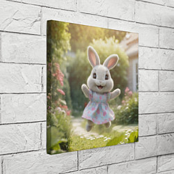 Холст квадратный Забавный белый кролик в платье, цвет: 3D-принт — фото 2