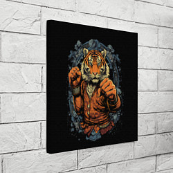 Холст квадратный Тигр в стойке тайский бокс, цвет: 3D-принт — фото 2
