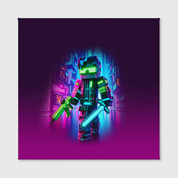 Холст квадратный Cyberpunk and Minecraft - collaboration ai art, цвет: 3D-принт — фото 2